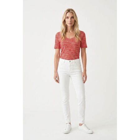 Damen Kurzarmshirt Seide Ringel kokon zwo
