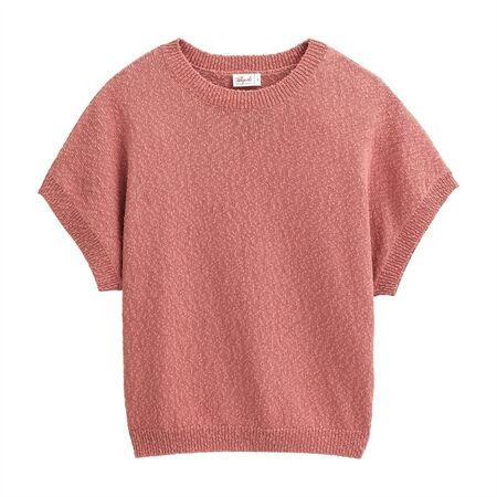 People Wear Organic Damen Pullover Strick kurzarm blass rot