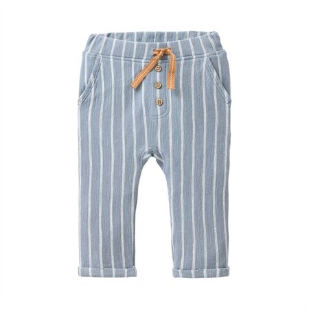 People Wear Organic Baby Hose Sweat blaugrau geringelt