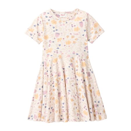 People Wear Organic Kinder Kleid kurzarm puderrosa Blumen
