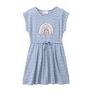 People Wear Organic Kinder Kleid kurzarm blaugrau geringelt 122