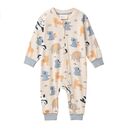 People Wear Organic Baby Overall langarm sand, AOP im Zoo 62/68