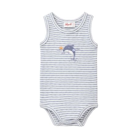 People Wear Organic Baby Body ohne Arm taubenblau geringelt