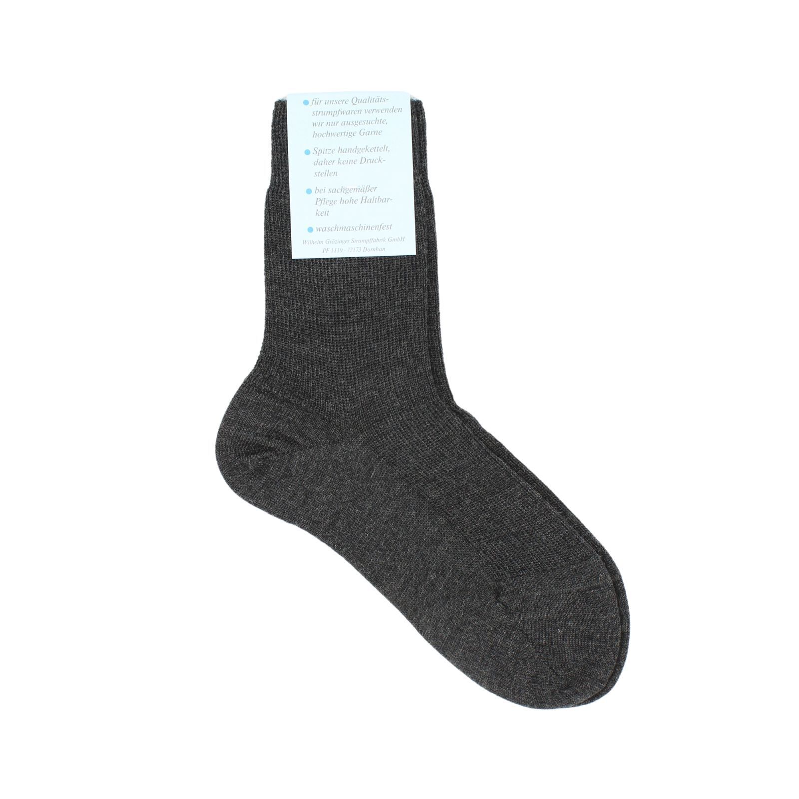 Grdo Damen/Herren Kurzsocke reine Wolle anthrazit-mel 45-46