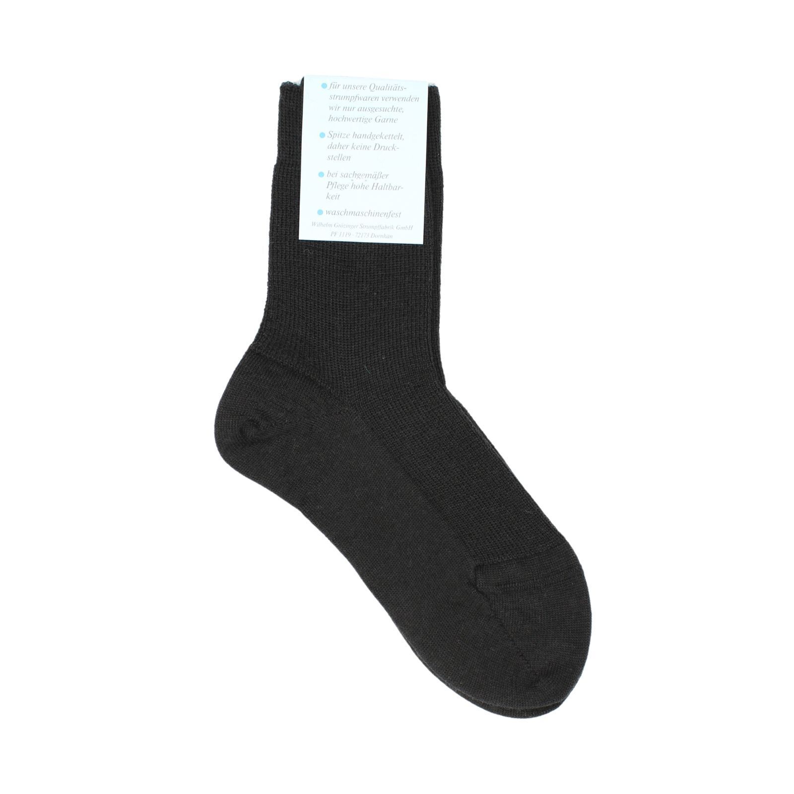 Grdo Damen/Herren Kurzsocke reine Wolle schwarz 45-46
