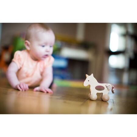 Holz-Greifling, Pony mit Rollen