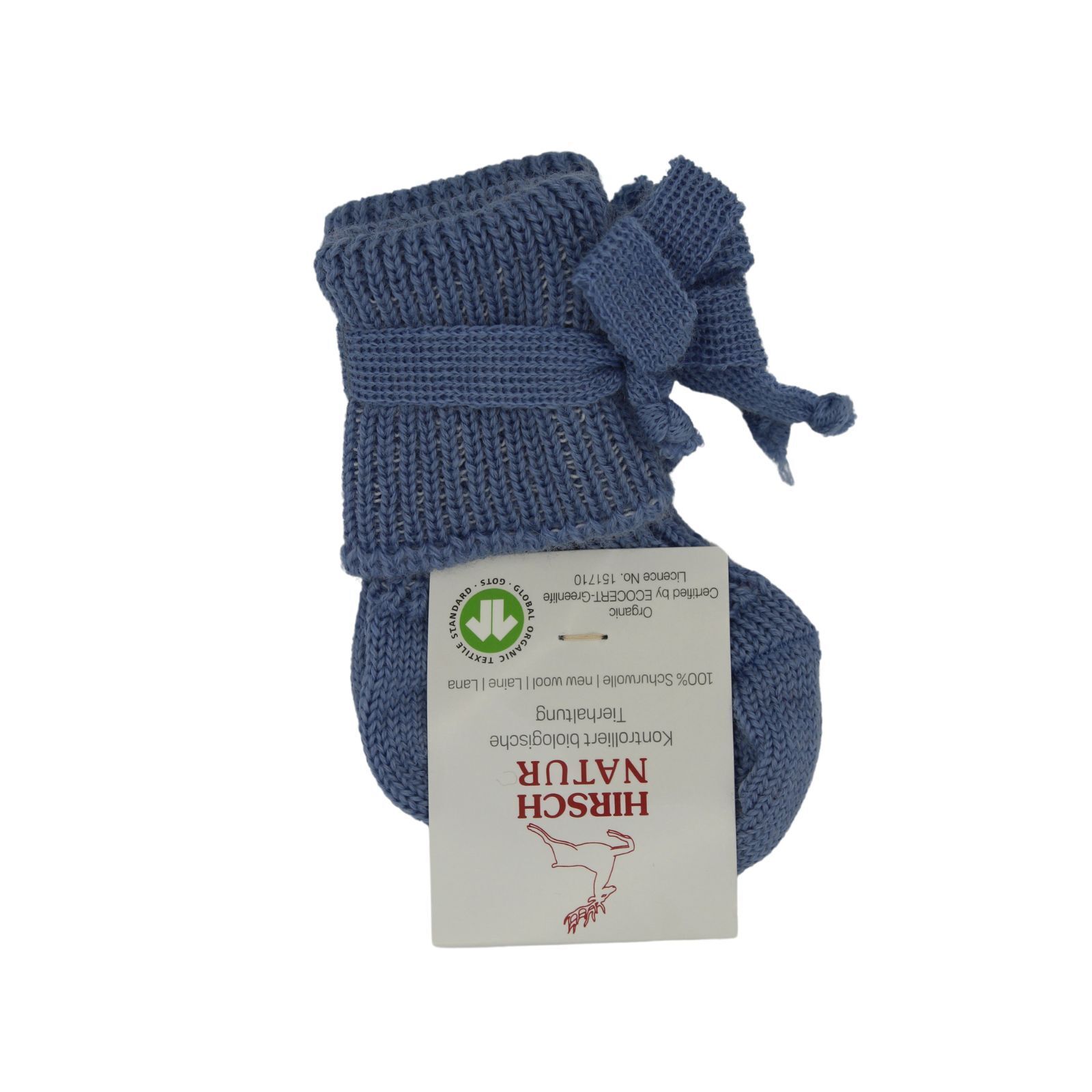 Hirsch Natur Suglingssocke reine Wolle hellblau