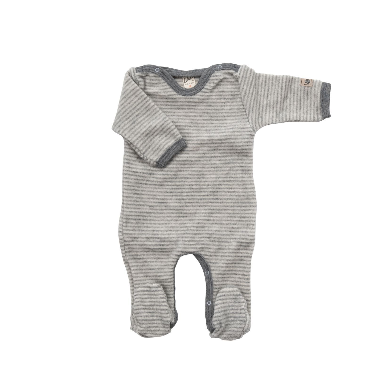 Lilano Baby Overall Wollfrottee mit Fu hellgrau/natur 50