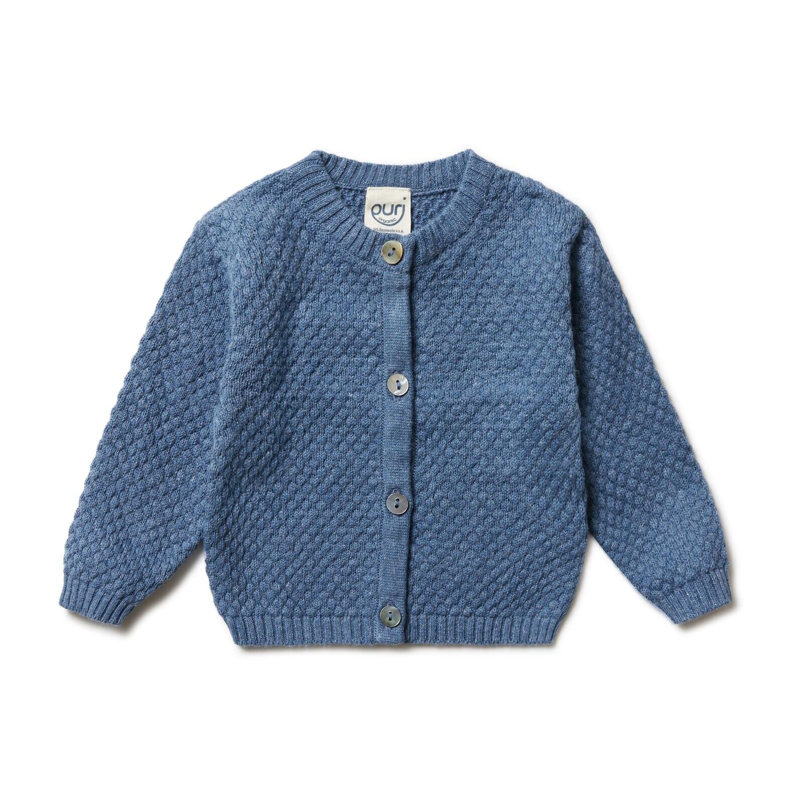 puri organic Baby Strickjacke Popcorn navy 62/68