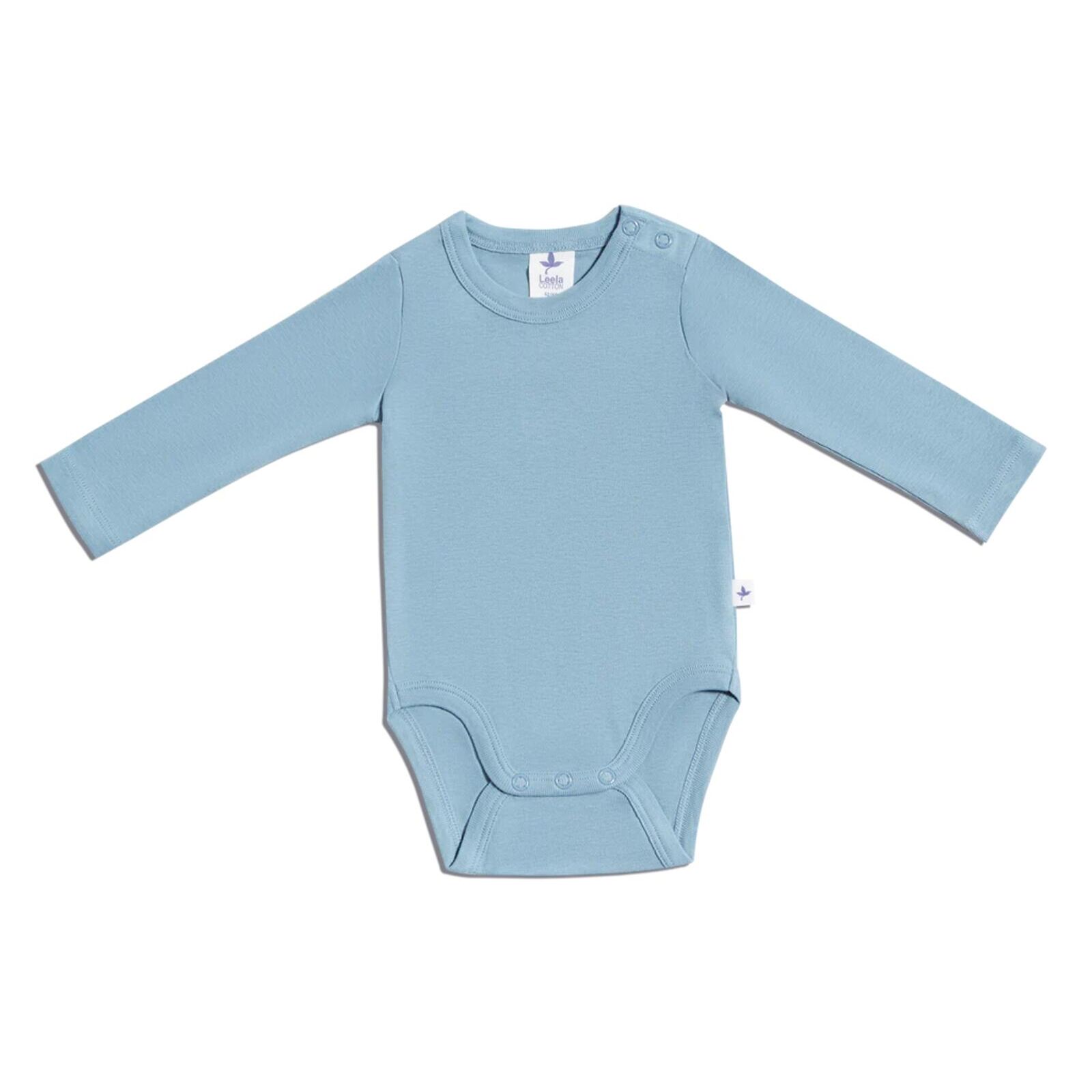 Leela Cotton Baby Body langarm taubenblau