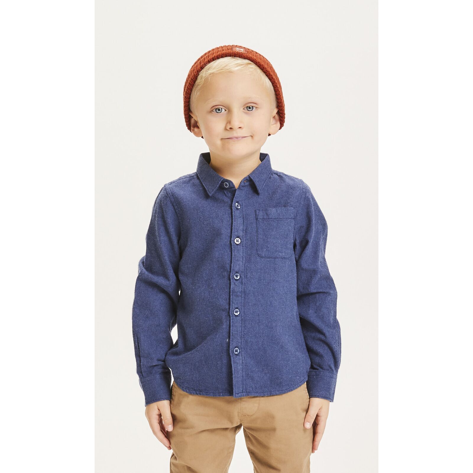 HEBE melange flannel shirt Estate Blue 146/152