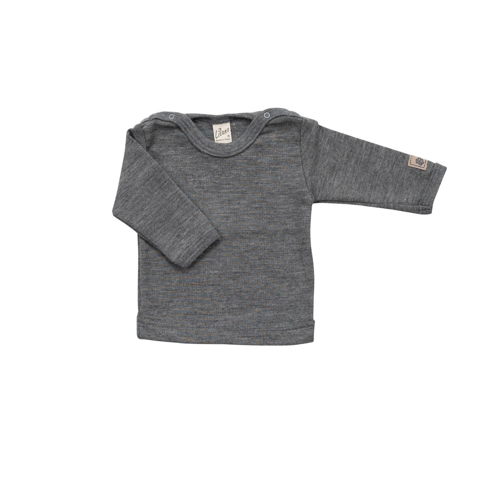 Lilano Kinder Langarm Shirt Wolle/Seide hellgrau 74