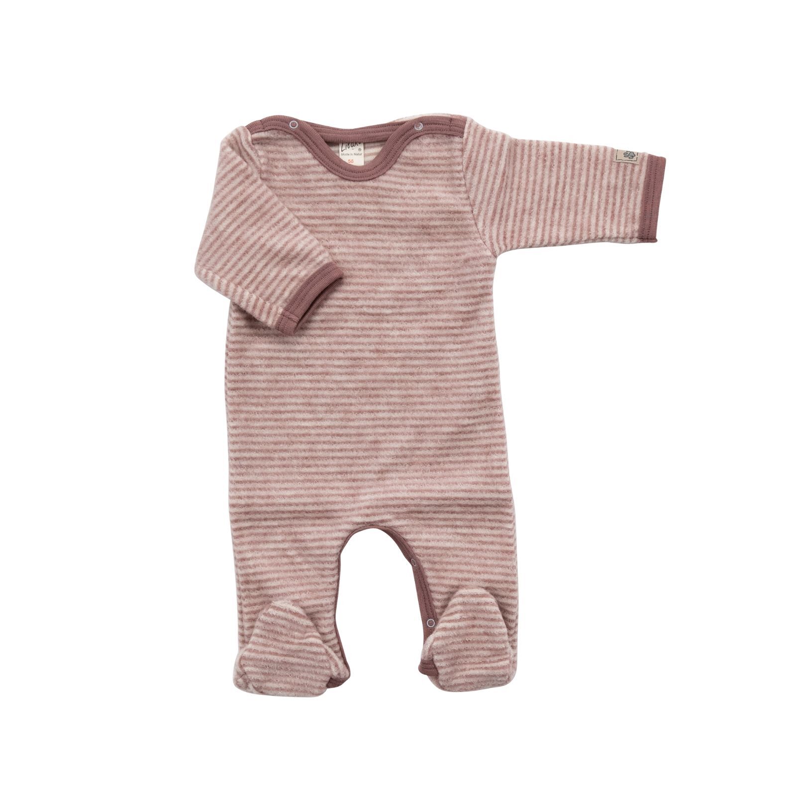 Lilano Baby Overall Wollfrottee mit Fu mauve/natur 68