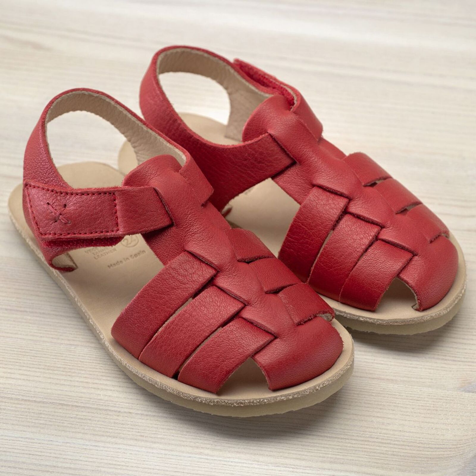 POLOLO Kinder Schuhe Sandale Ibiza Leder rot 34