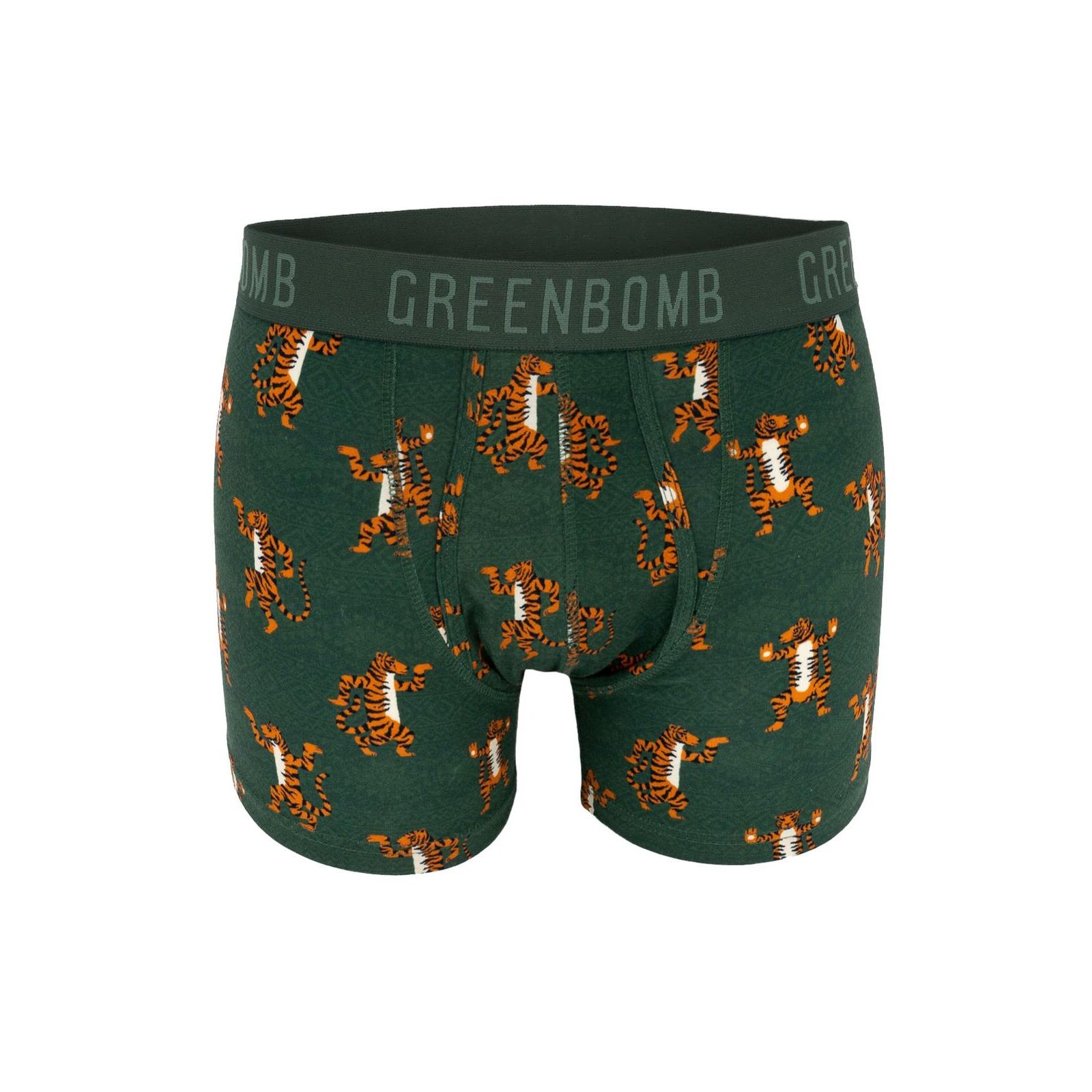 GREENBOMB Herren Unterhose Animal Tiger Dark Green