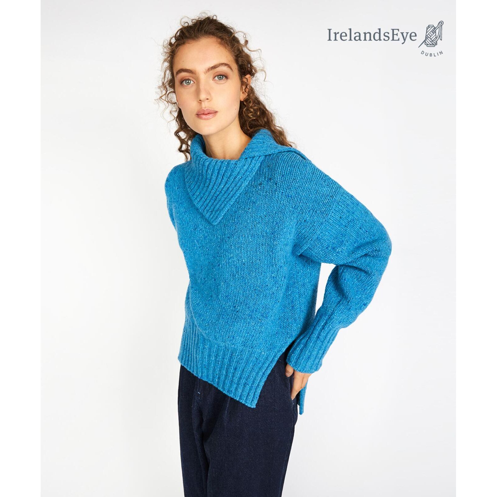 IrelandsEye Damen Pullover Wolle Kaschmir FMN blau