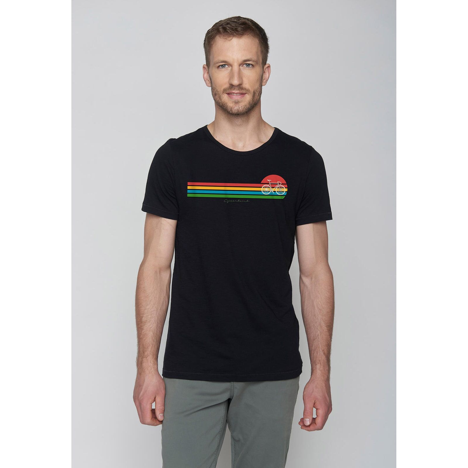 GREENBOMB Herren T-Shirt BIKE SUNSET STRIPES Spice black