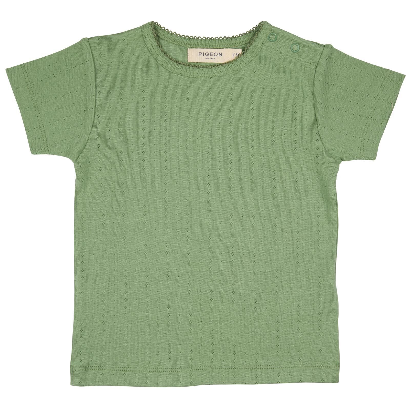 PIGEON ORGANICS Kinder T-Shirt Pointelle grn 74/80