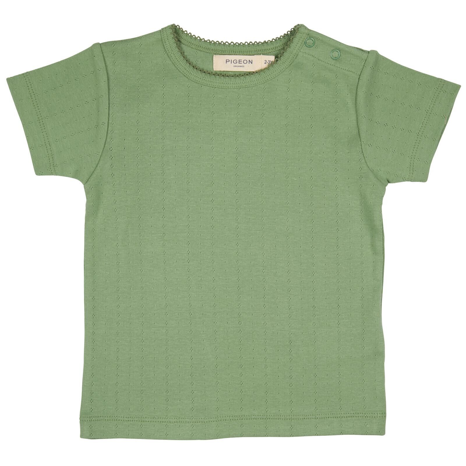 PIGEON ORGANICS Kinder T-Shirt Pointelle grn 122