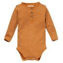 People Wear Organic Baby Langarm-Body Henley dark orange geringelt