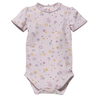 People Wear Organic Baby Kurzarm-Body violett, AOP Blumen