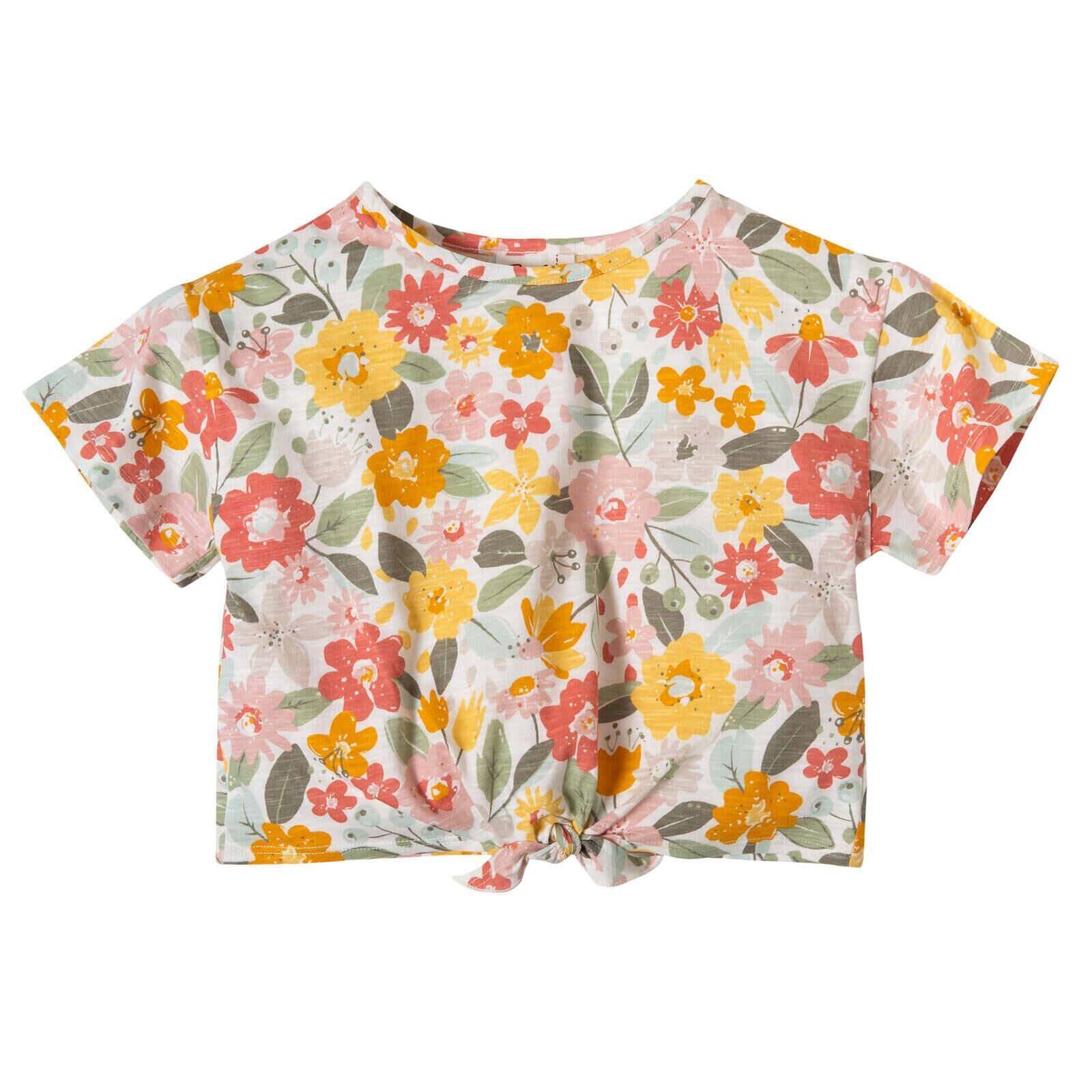 People Wear Organic Kinder Kurzarm-Shirt wei, AOP Blumen