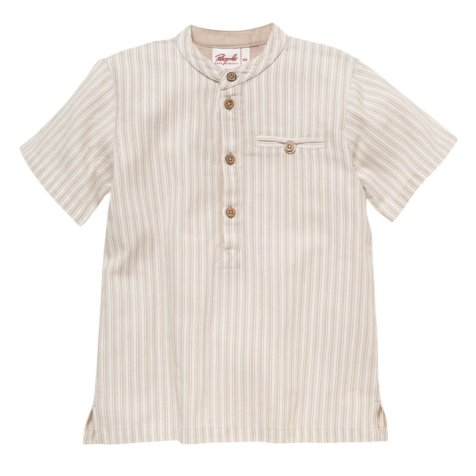 People Wear Organic Kinder Kurzarm-Hemd sand gestreift 110/116
