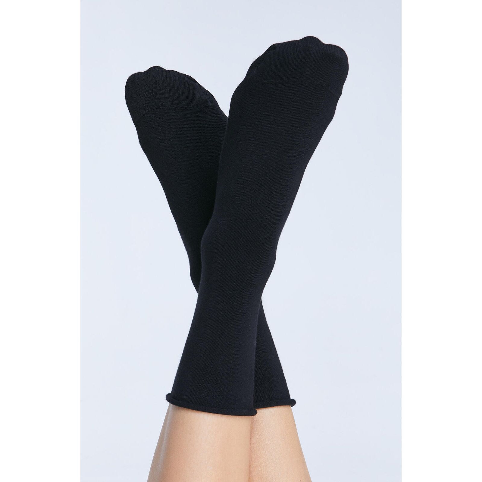 Leela Cotton unisex Socken Rollrand schwarz 43/46