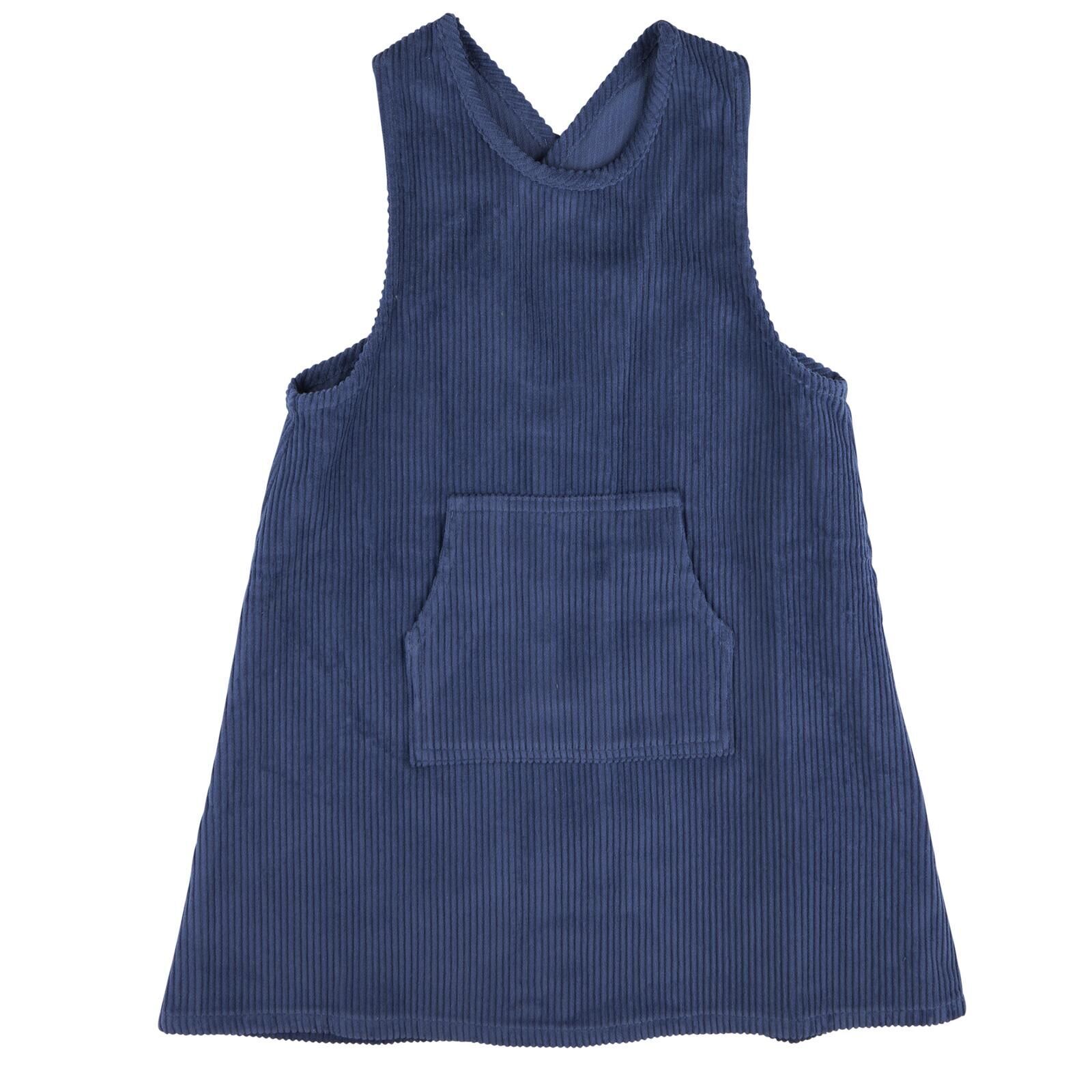 PIGEON ORGANICS Kinder Schrzenkleid Kord in blau 1-2y (90)