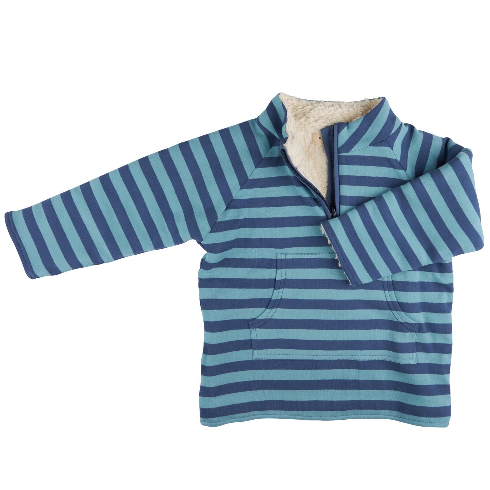 PIGEON ORGANICS Kinder Troyer gestreift night blue/azure 6-7y (122)