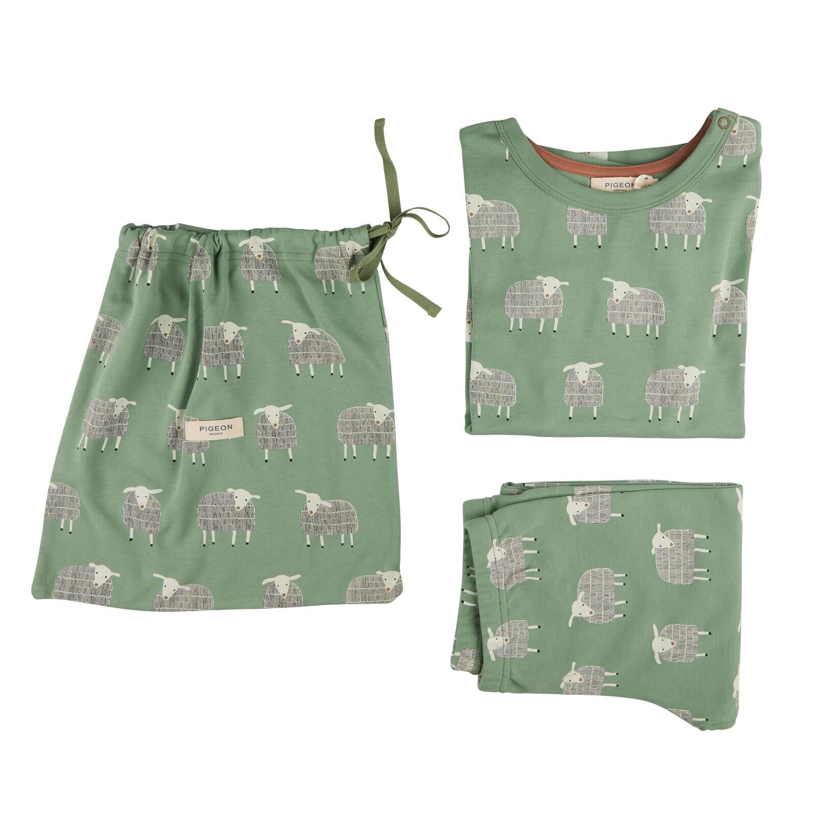 PIGEON ORGANICS Kinder Schlafanzug gemustert sheep-basil 2-3y (98)