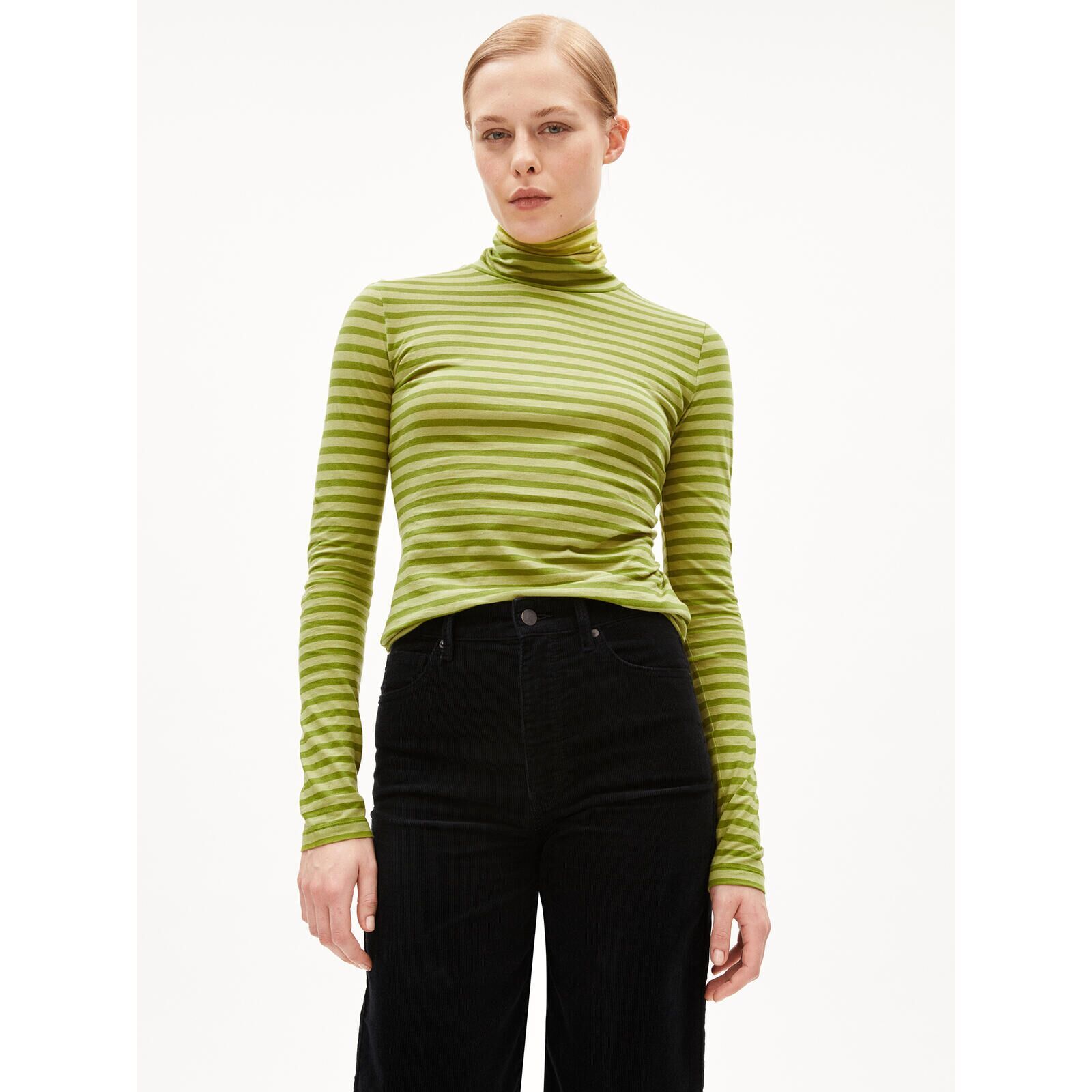 ARMEDANGELS Damen Langarmshirt GRAZILIAA STRIPES new moss-dark moss S