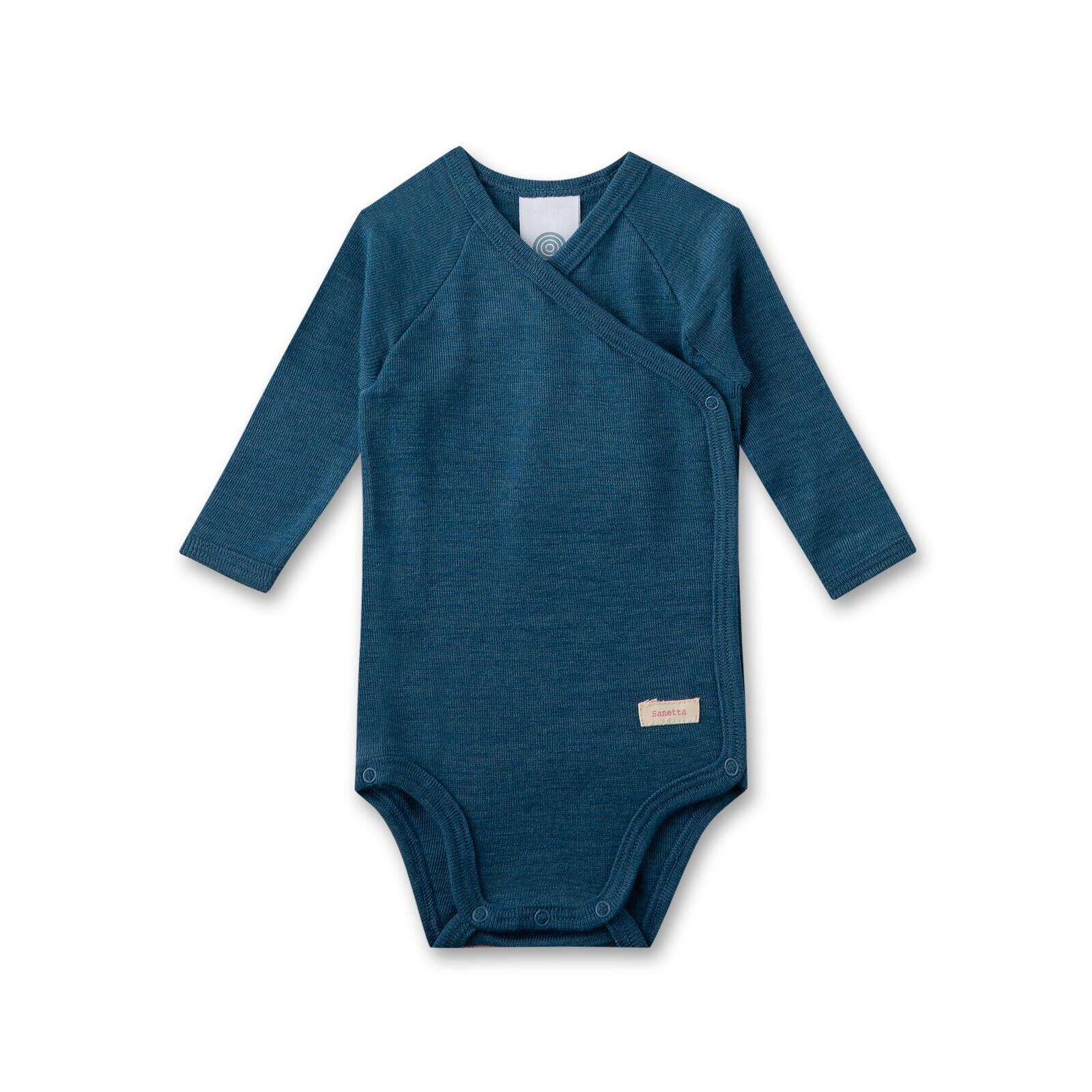 Sanetta Baby Wickelbody Wolle Seide stahlblau 56