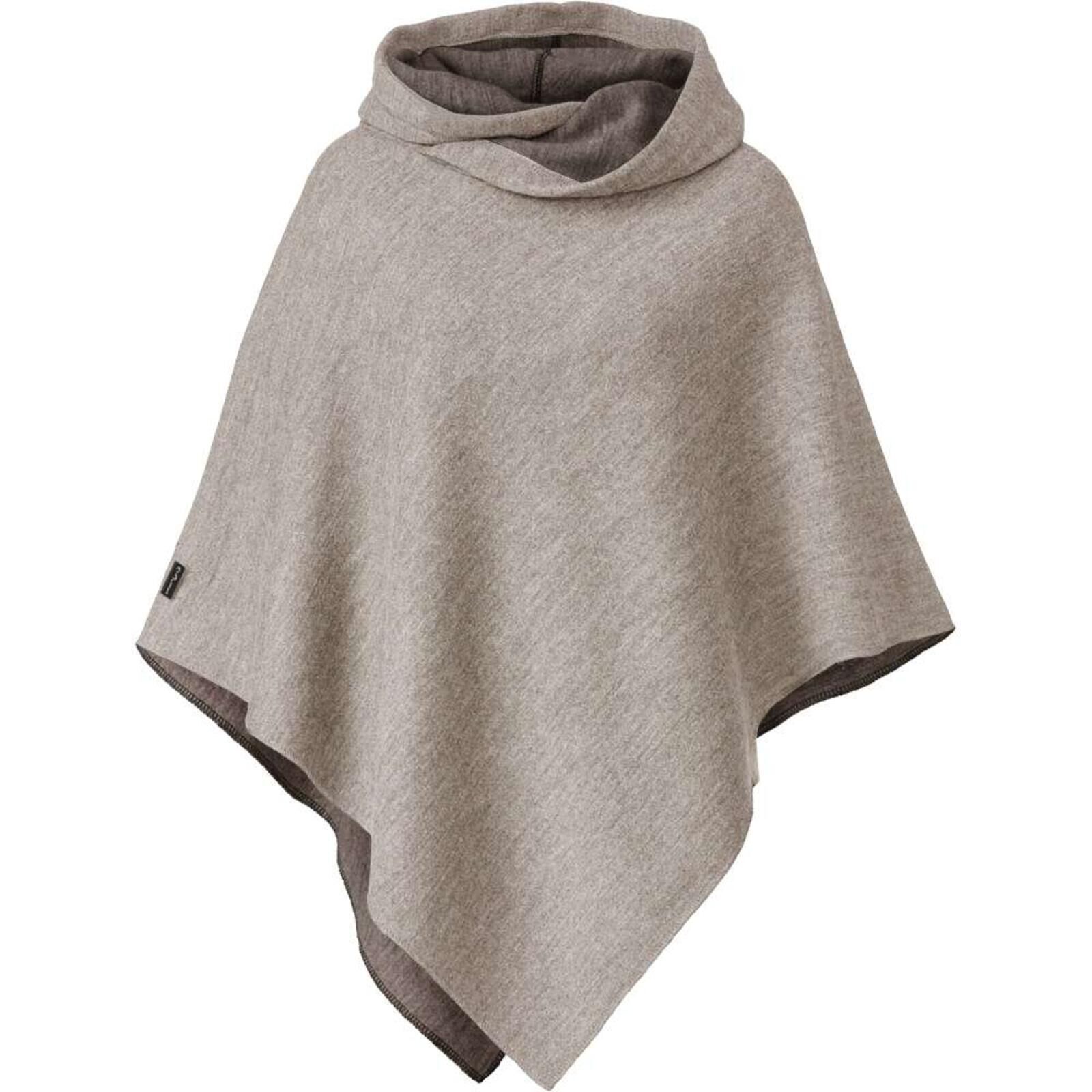 Mufflon Damen Poncho Mu-Maxi stone/granit