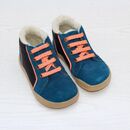 POLOLO Kinder Schuhe Barfu Winterhalbschuh Mario Schnrer blau 24