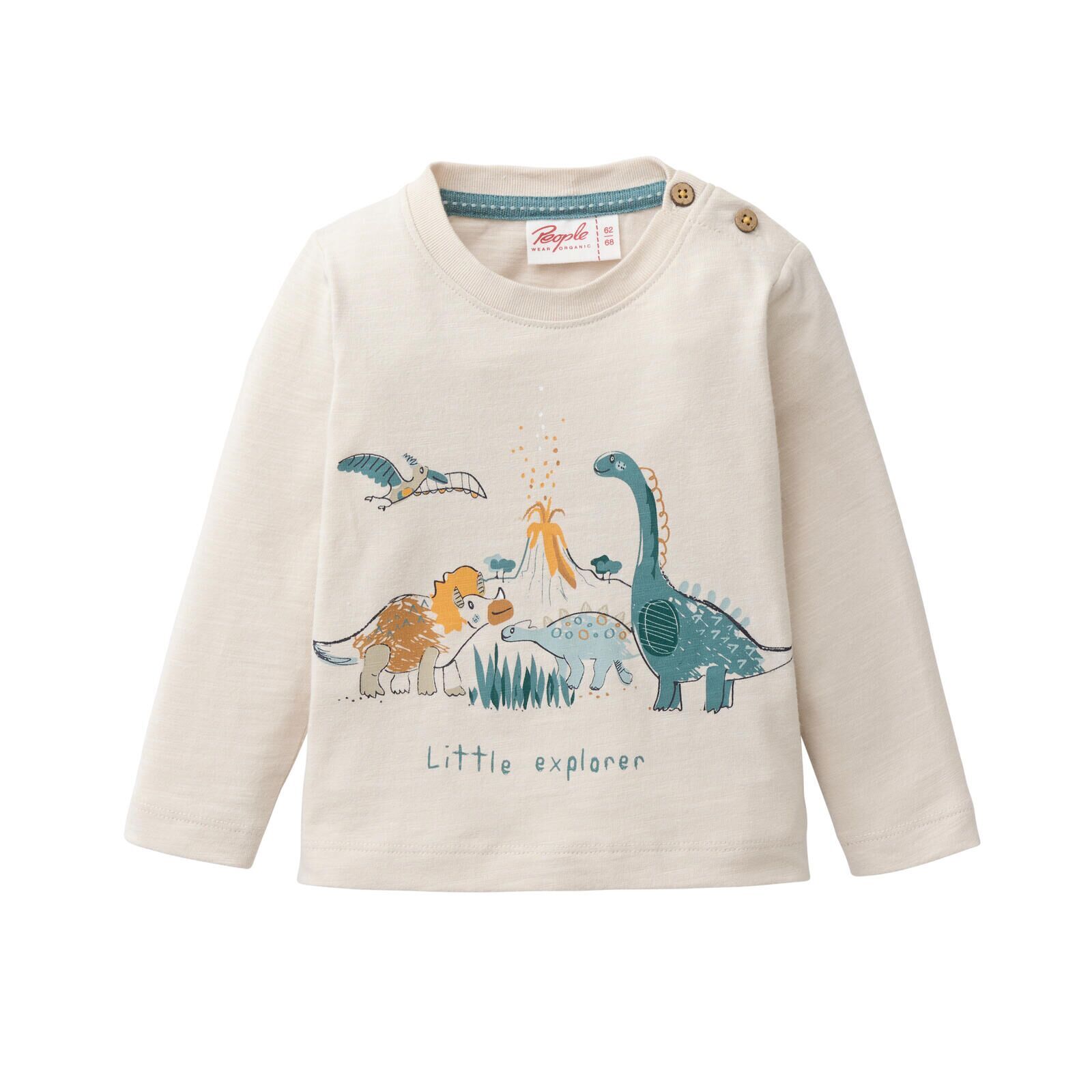 People Wear Organic Baby Langarm-Shirt kitt / Dino Landschaft