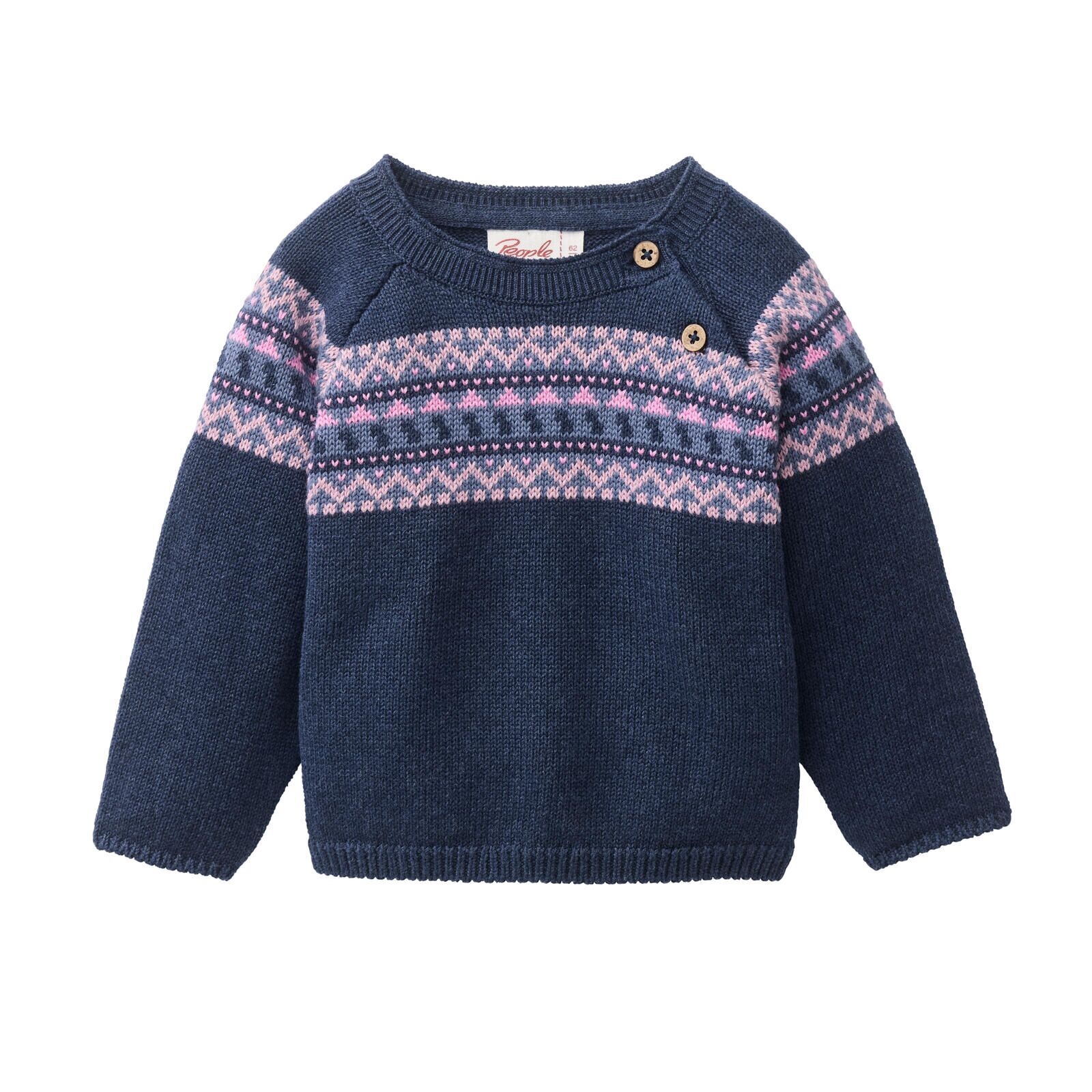 People Wear Organic Baby Norwegerstil-Pullover indigoblau melange