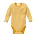 People Wear Organic Baby Wolle-Seide Body senfgelb geringelt 50/56