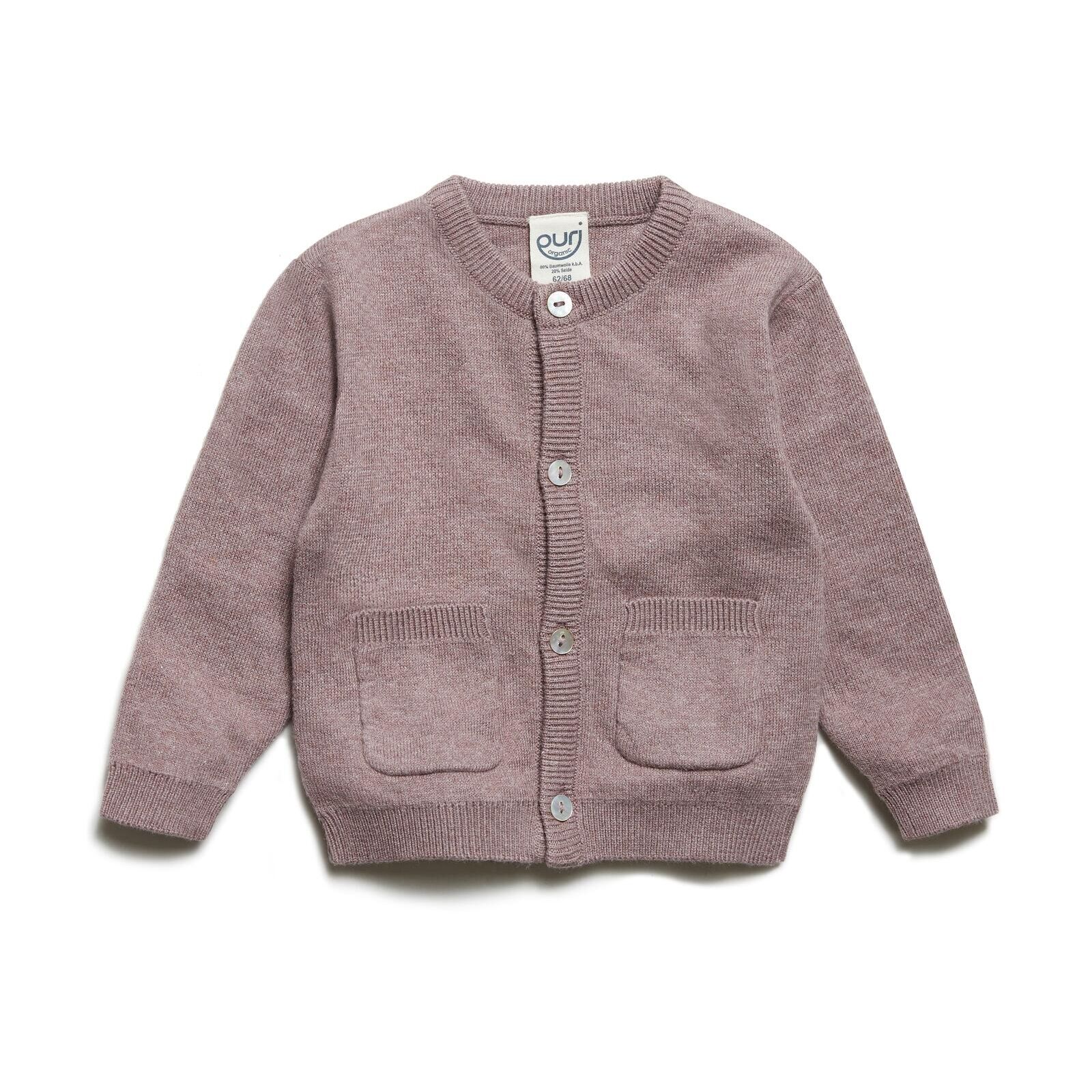 puri organic Baby Strickjacke Doppelstrick zimt