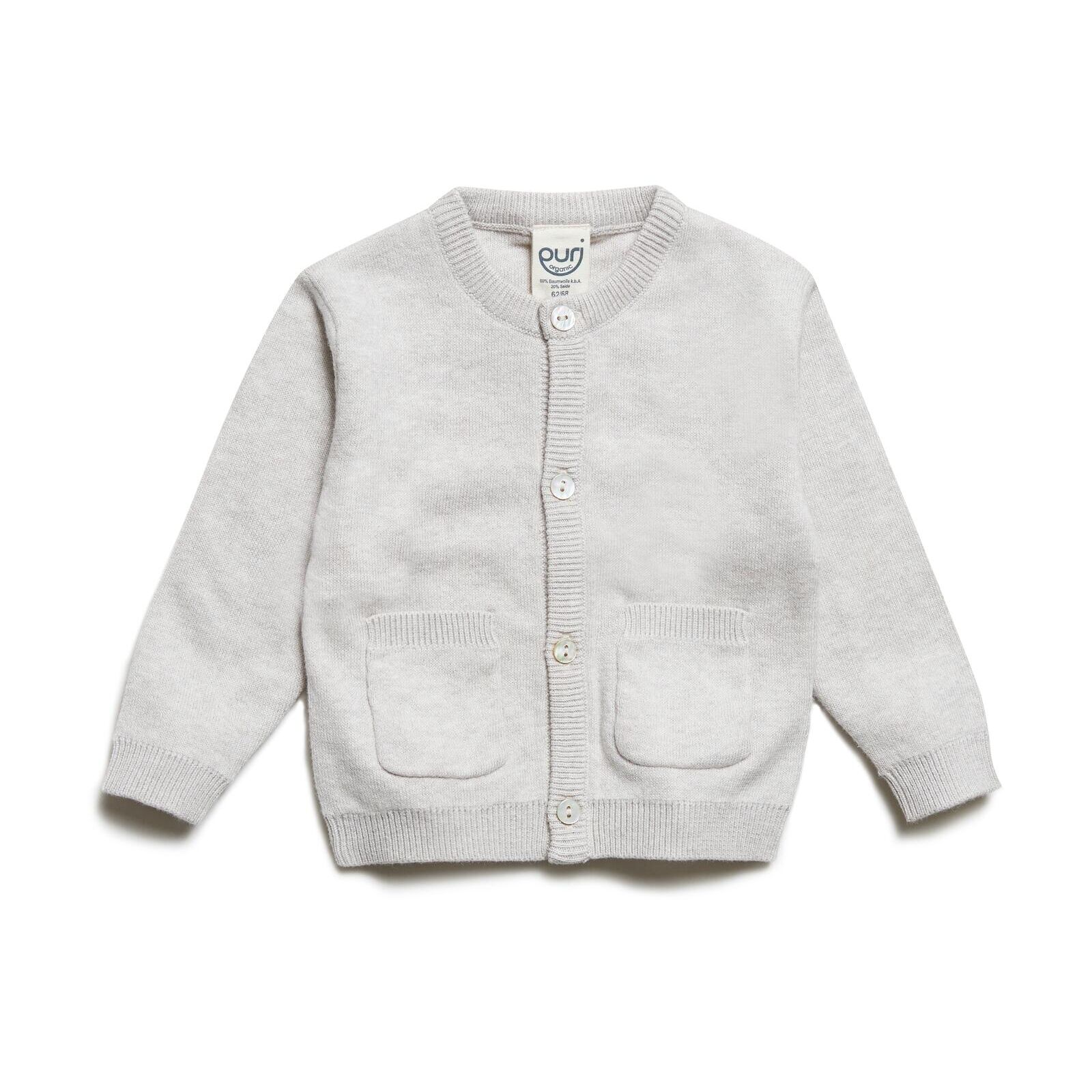 puri organic Baby Strickjacke Doppelstrick beigemelange