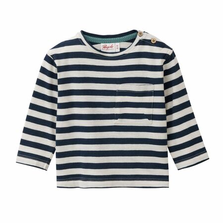 People Wear Organic Baby Shirt langarm dunkelblau geringelt