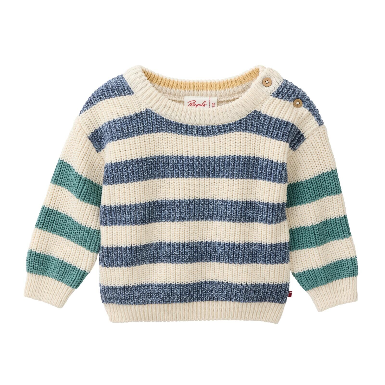 People Wear Organic Baby Pullover Strick hellbeige gestreift