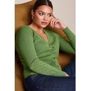 King Louie Damen Strickjacke Cardi V Heart Ajour jade green XL