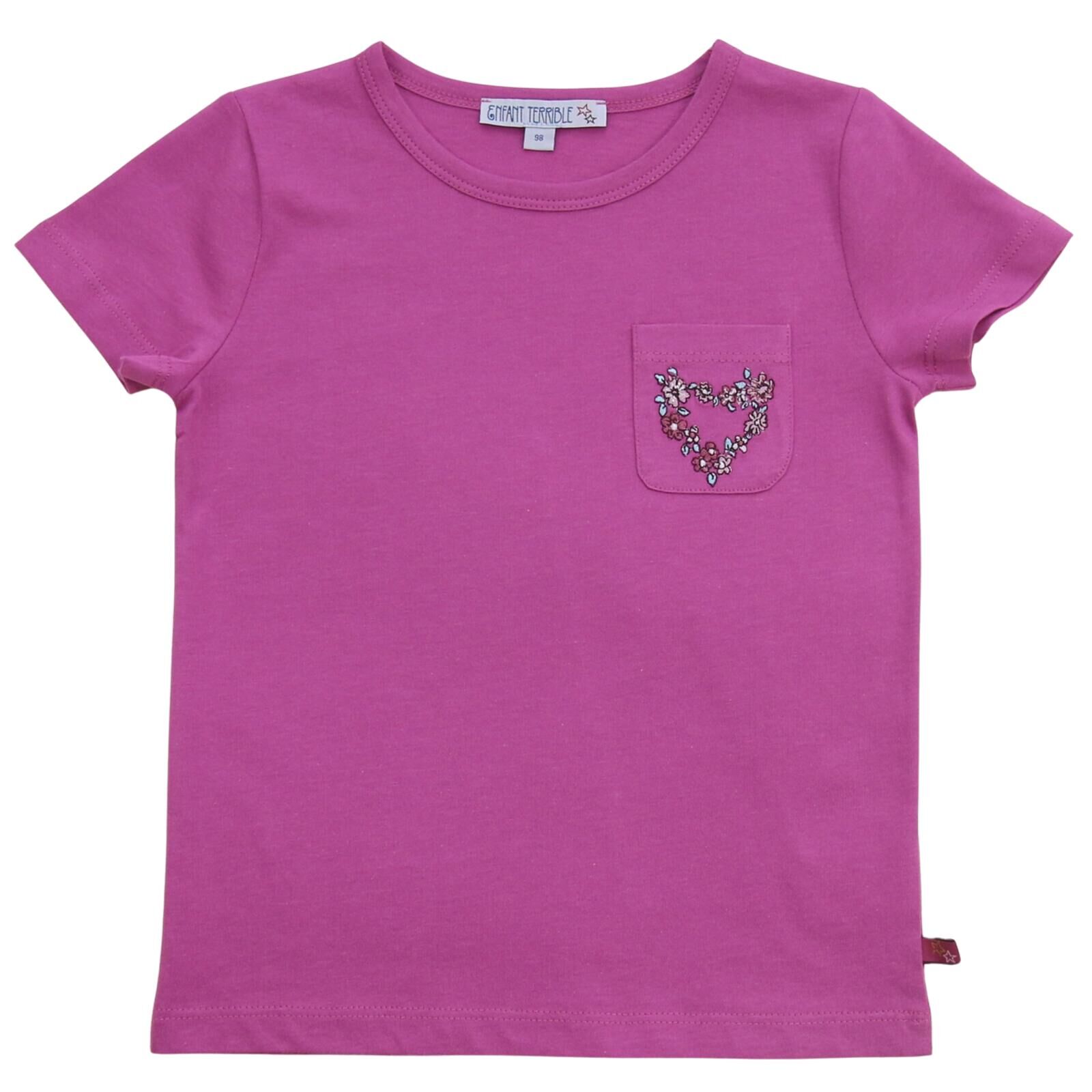 ENFANT TERRIBLE Kinder T-Shirt Herzstickerei magenta