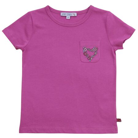 ENFANT TERRIBLE Kinder T-Shirt Herzstickerei magenta