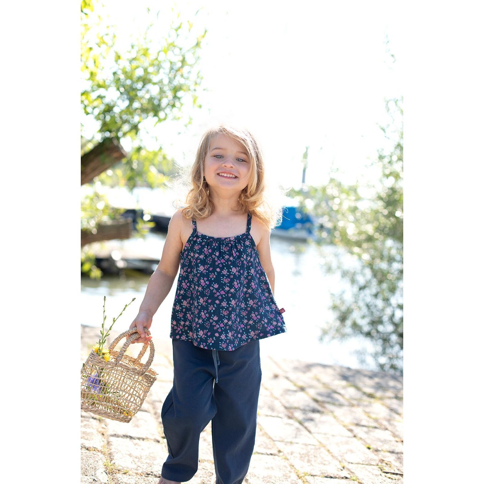 ENFANT TERRIBLE Kinder Top Musselin dunkelblau-magenta 104