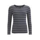 People Wear Organic Damen Shirt langarm dunkelblau geringelt S