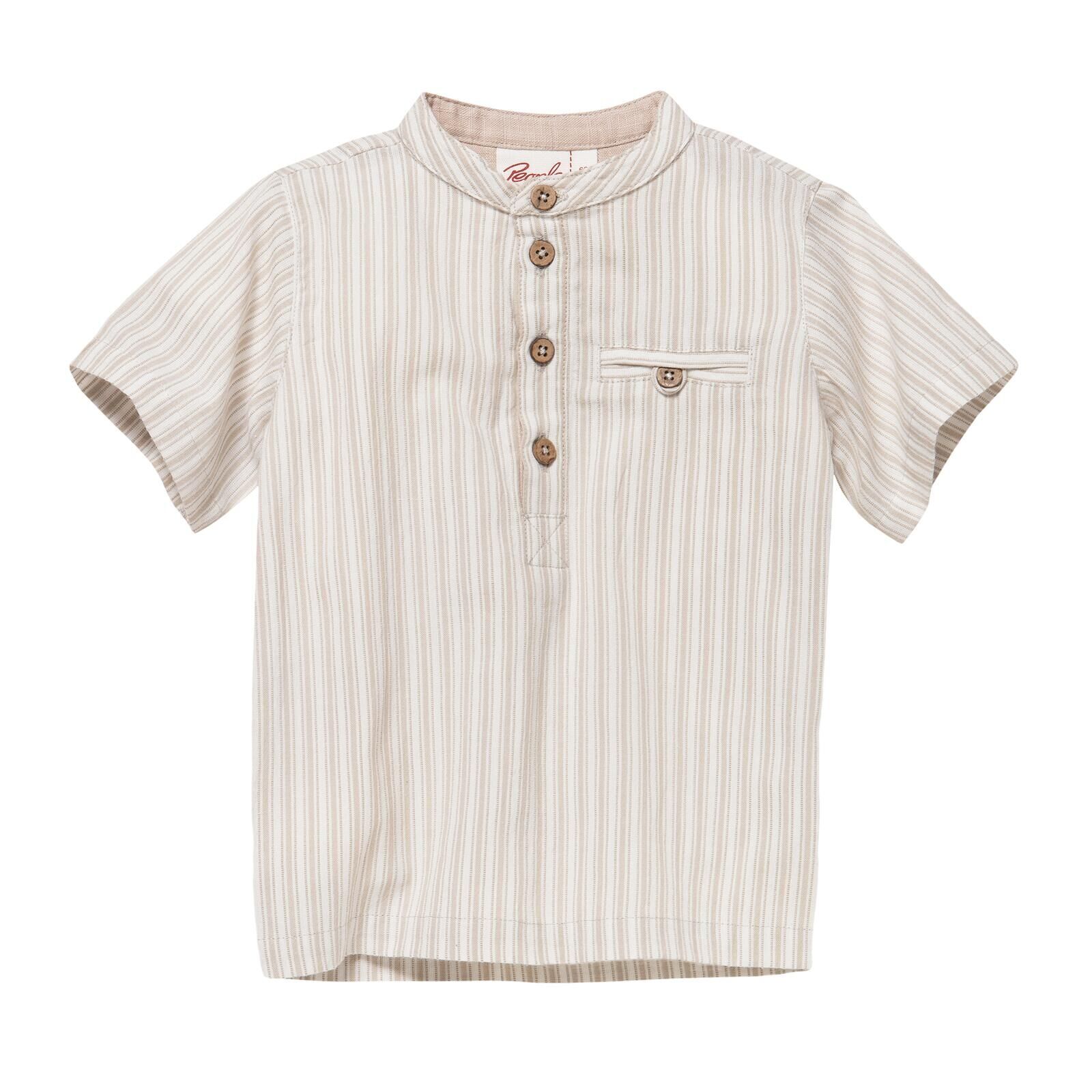 People Wear Organic Baby Hemd kurzarm sand gestreift 74/80