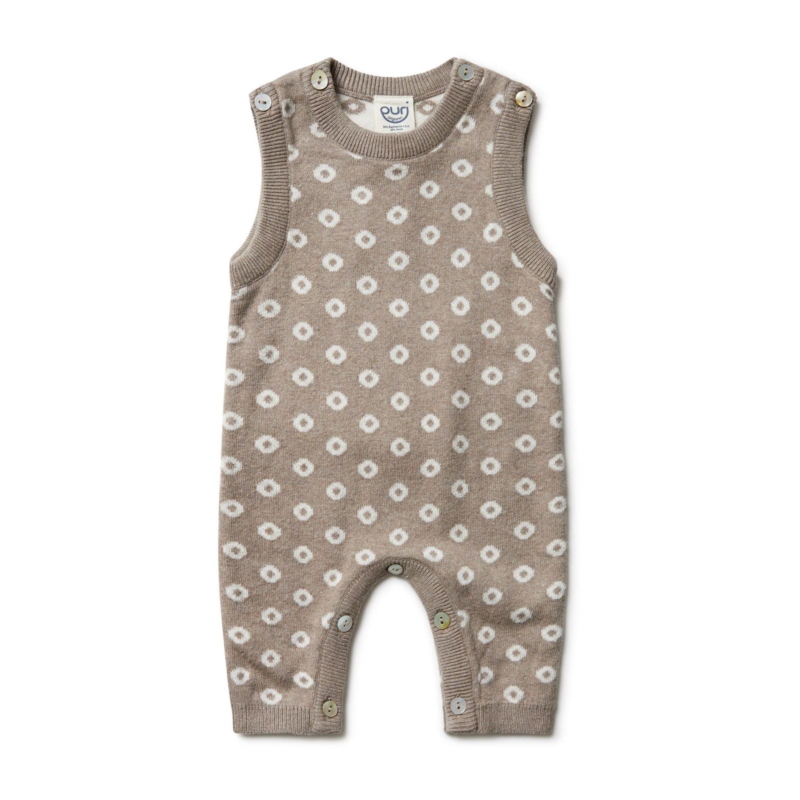 puri organic Baby Strampler taupe/natur 50/56