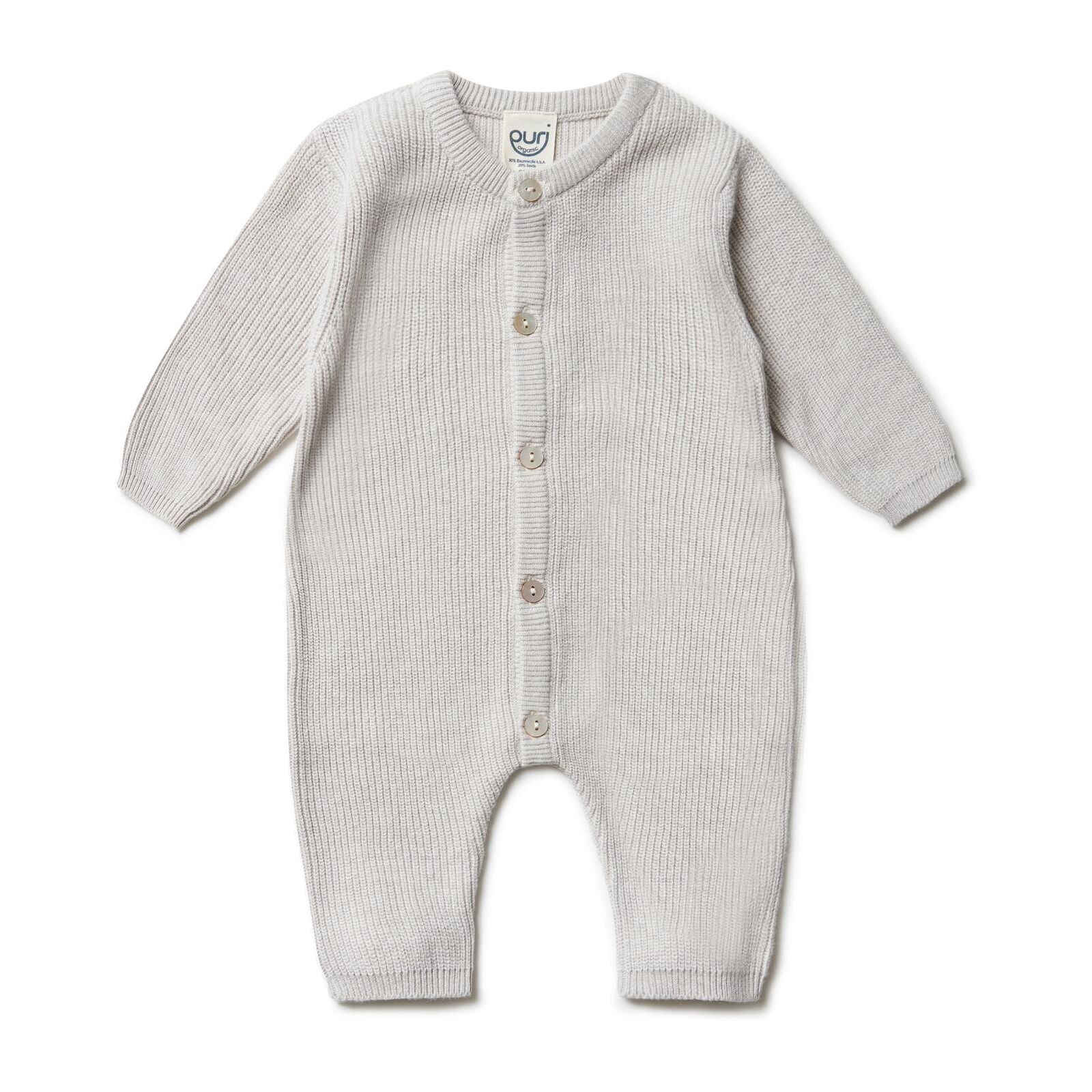 puri organic Baby Overall mit Seide beigemelange 50/56